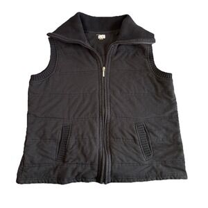 Organa Thomas Womens 1X Black Quilted Zip Up Collared Vest Puffer Style